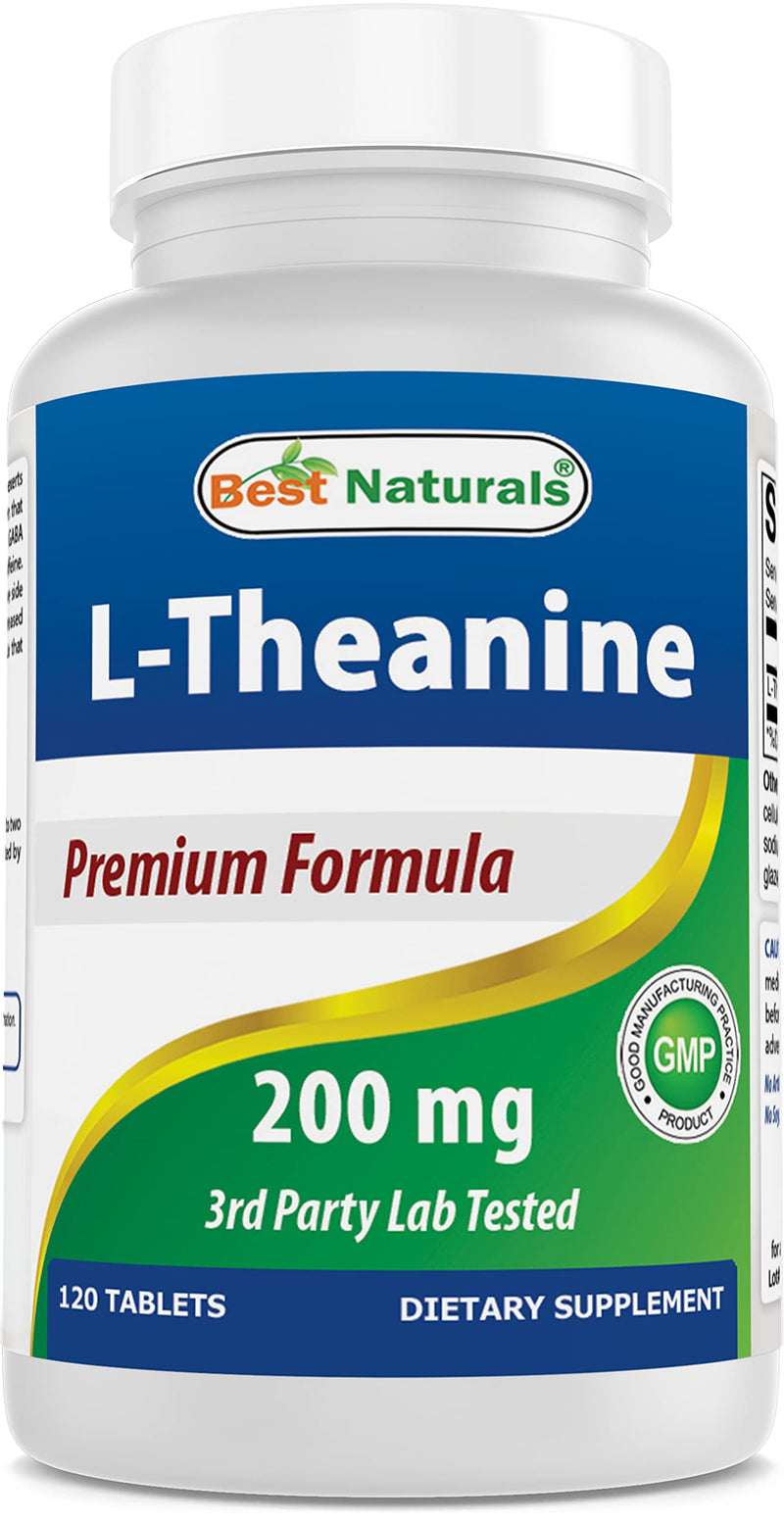 Best Naturals L-Theanine 200mg per Tablet (400mg per 2 Tablets) - Promotes Relaxation Without Drowsiness - 120 Vegetarian Tablets - (120 Count (Pack of 1)) 120 Count (Pack of 1)
