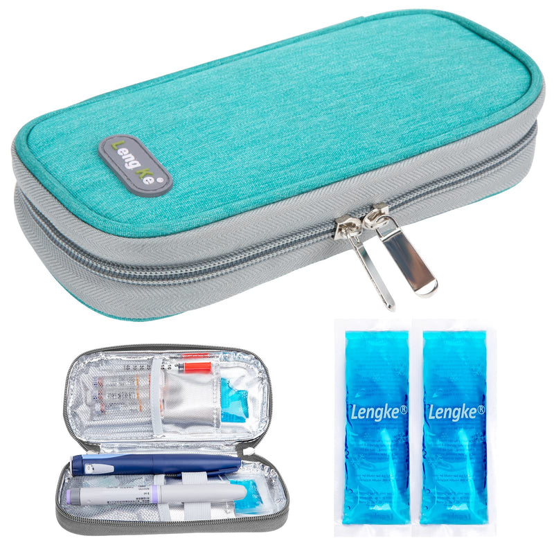 [Australia] - YOUSHARES Insulin Cooler Travel Case TSA Approved Medication Diabetic Supplies Cooler For Travel Refrigerated Medicine Organizer Bag With 2 Ice Pack Green 
