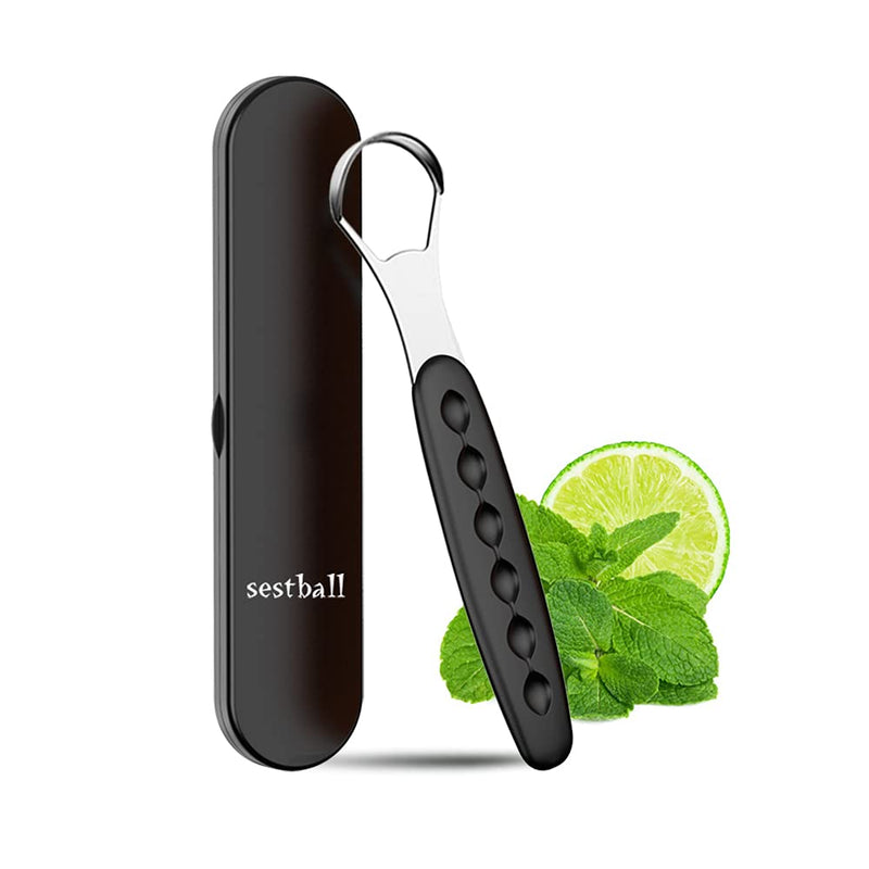 [Australia] - New Version Tongue Scraper Cleaner for Adults & Kids, Medical Grade Metal Tongue Brushes Set for Fresh Breath Dental Eliminate Bad Breath in Seconds (Black) Black 