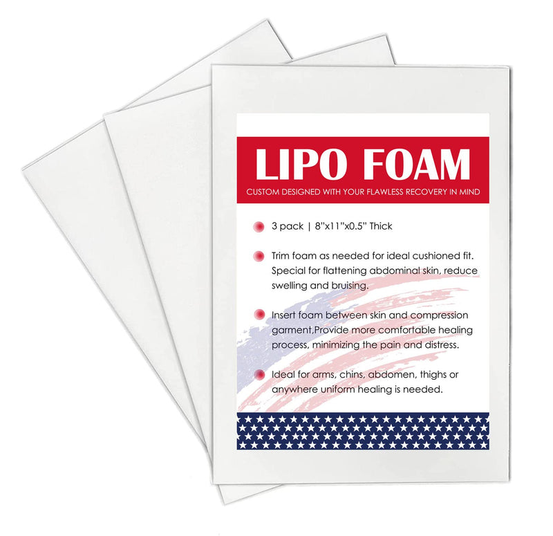 [Australia] - 3 Pack Lipo Foam Pads - Post Surgery Ab Board Liposuction Surgery Flattening Abdominal Compression Lipo Foam Sheets 8" x 11" 