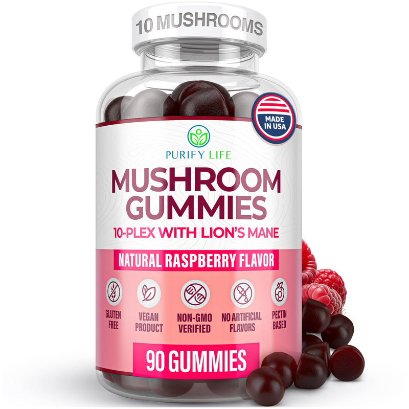 [Australia] - World's First Mushroom Complex Gummies - 10x Mushroom Supplement w Lions Mane (90 Chews 2500mg/serving) Nootropic Brain Supplement, Immune Support & Stress Relief - Replace Pills & Capsules Mushroom Gummies 