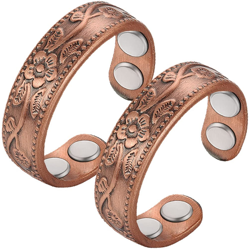 [Australia] - Vicmag Copper Magnetic Ring for Women 99.9% Copper Finger Ring Strong Magnet Ring Copper Jewelry Gift Adjustable 