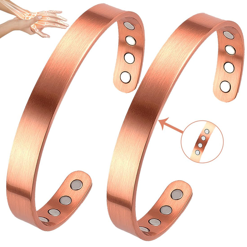 [Australia] - Vicmag Copper Magnetic Bracelet for Women and Men Ultra Strength Magnets 99.9% Pure Copper Strong Magnets Jewelry Gift Adjustable Length 2-Glossy 
