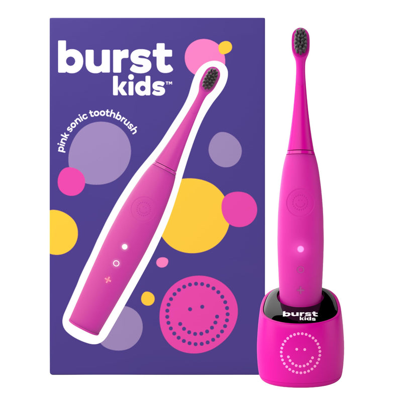 [Australia] - Burst Kids & Toddlers Electric Toothbrush (Pink) | Soft Bristles | Two Minute Timer | Rechargeable Battery | Easy-Grip Silicone Handle | 2 Modes for Healthy Smiles | Ages 3+ Pink 