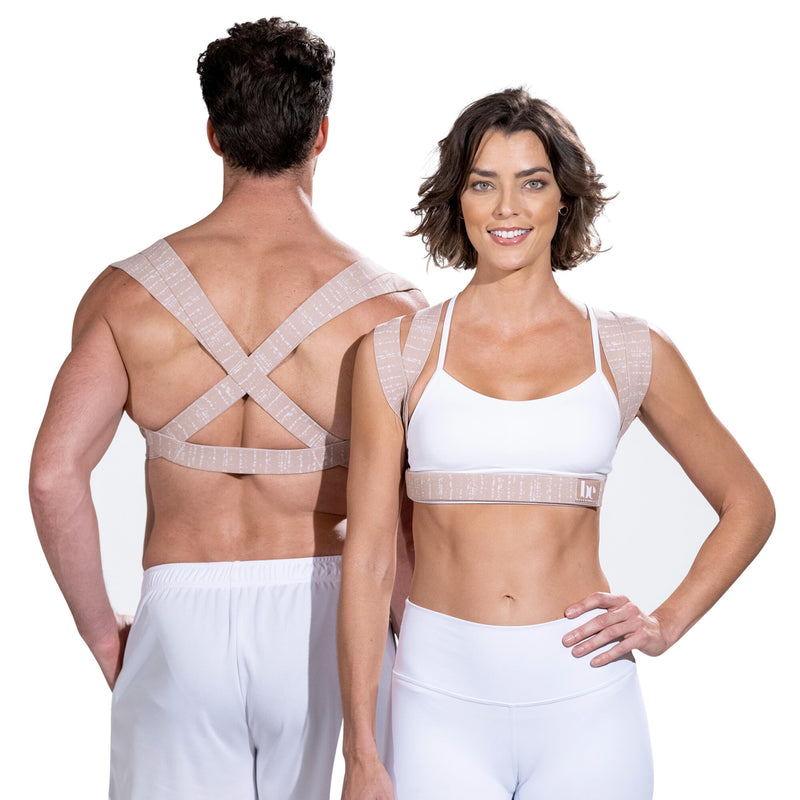 [Australia] - Posture Corrector for Women and Men - Made in USA - Slim and Adjustable Shoulder Brace - Back Brace for Back Pain Relief - Sand Drizzle M/L 