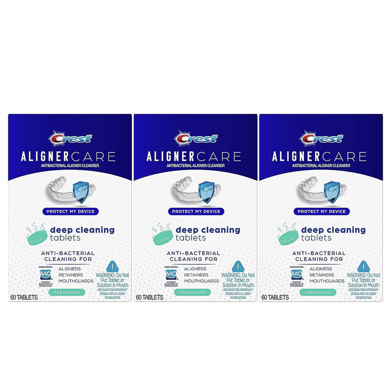 [Australia] - Crest Aligner Care Deep Cleaning Anti-Bacterial Tablets for Aligners, Retainers, Mouthguards, 60-Count, Pack of 3 