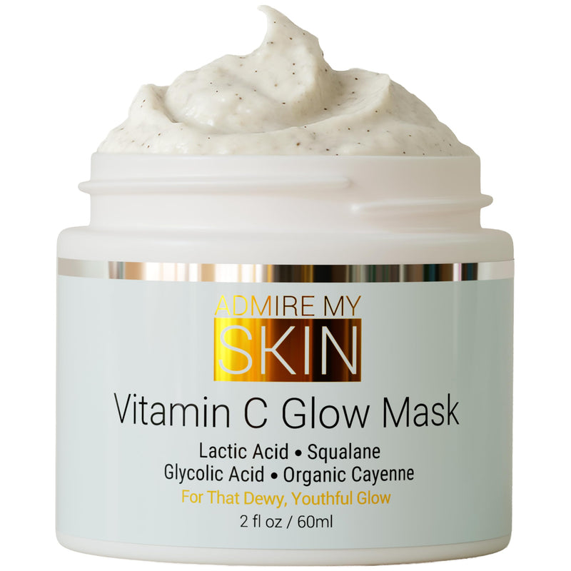 Admire My Skin Vitamin C Glow Mask Brightening Face Mask 2oz | Hydrating Skin Care with Glycolic Acid, Lactic Acid & Squalane for Glowing Skin & Smooth Even Tone