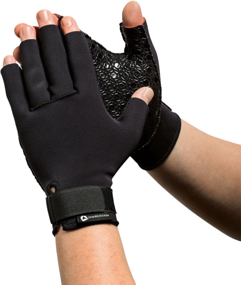 [Australia] - OTC Resting Splint Glove, 5 Finger Semi-Rigid Splints, Open Tips, Black, Medium 