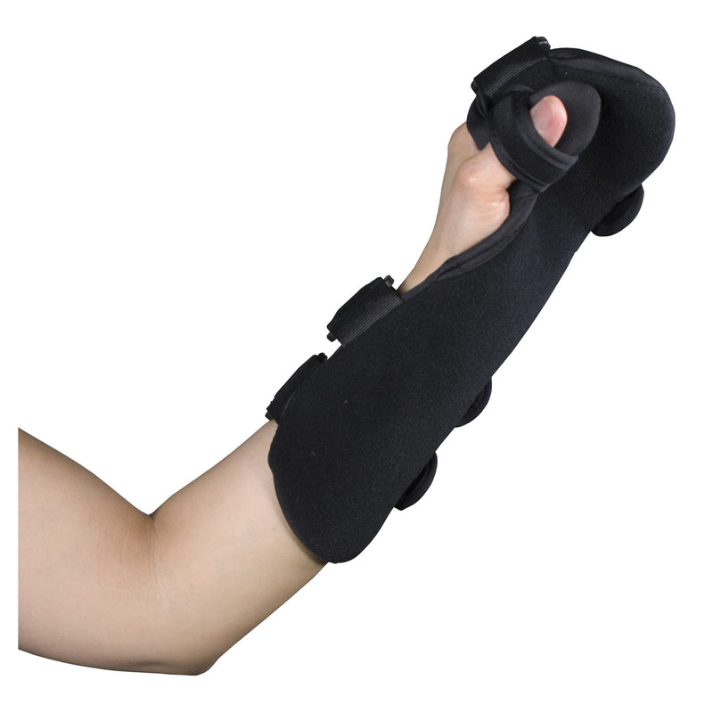 [Australia] - OTC Soft Resting Hand Splint, Night Immobilizer for Wrist, Fingers and Thumb, Stroke Hand, Black, Small-Medium Small/Medium Left Hand 