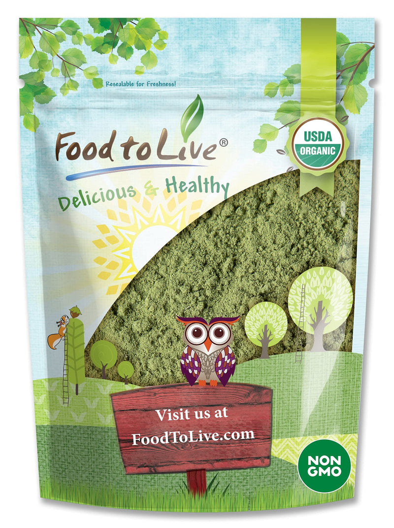 [Australia] - Food to Live Organic Alfalfa Powder, 8 Ounces - Non-GMO, Made from Raw Dried Whole Young Leaves, Vegan, Bulk, Great for Baking, Juices, Smoothies, Shakes, Tea, Drinks. for Dietary Fiber and Protein 8 Ounce (Pack of 1) 