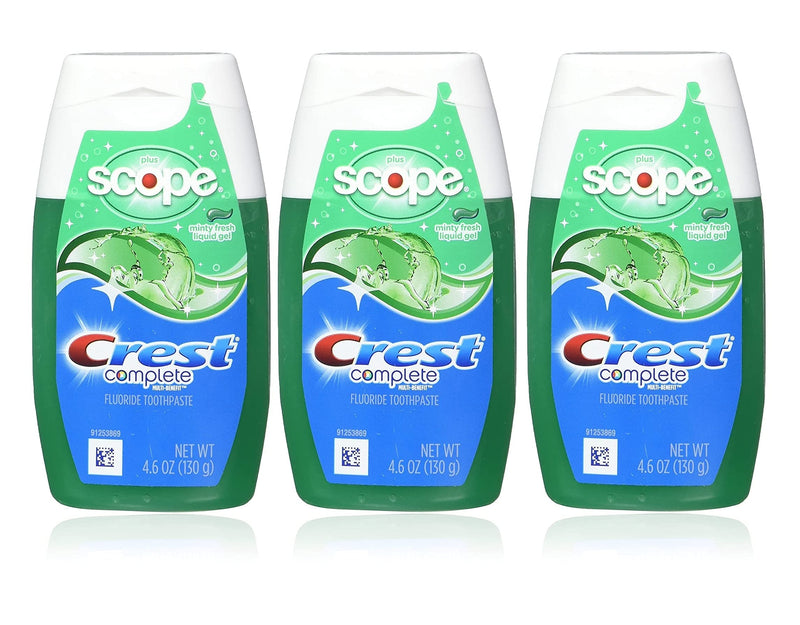[Australia] - Crest Complete Whitening Plus Scope Tartar Control Toothpaste, Minty Fresh Liquid Gel, 4.6 Oz (130g) - 3 Mint 4.6 Ounce (Pack of 3) 