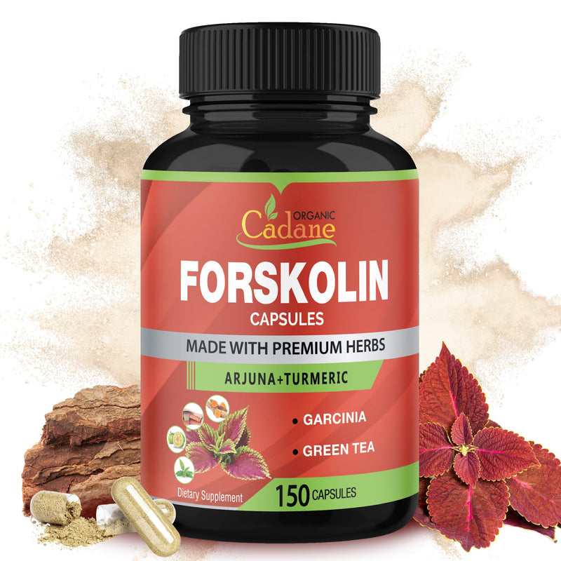 [Australia] - Cadane Forskolin Supplements - 5in1 with Turmeric Curcumin, Arjuna, Garcinia Cambogia, and Green Tea - 5 Month Supply - 150 Capsules 