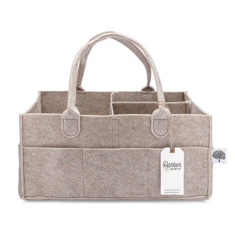[Australia] - Parker Baby Diaper Caddy - Nursery Storage Bin and Car Organizer for Diapers and Baby Wipes (Oatmeal, Large) Oatmeal 