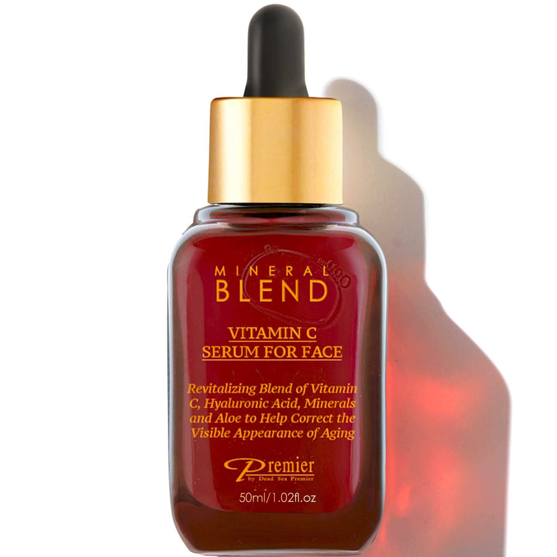 Premier Vitamin C Facial Serum with Hyaluronic Acid & Rose Hip 1.7 fl oz | Natural & Organic Anti Aging facial serum, Mineral Blend by Premier Dead Sea 1.7 Fl Oz (Pack of 1)