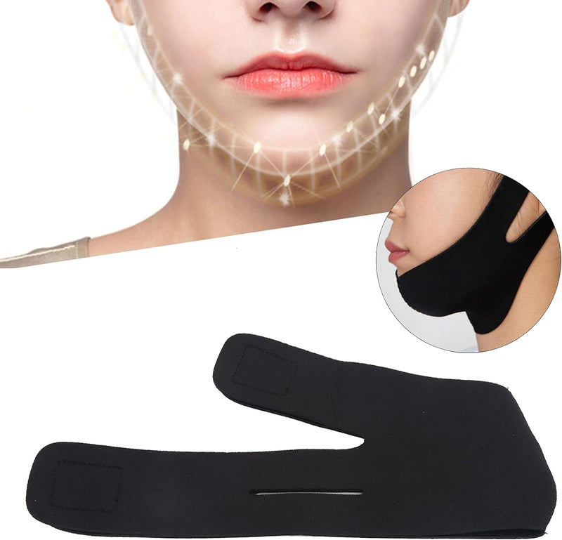[Australia] - Neck Chin Compression Garment Strap Bandage, Face Slimmer, Double Chin Wrap Black Medium (Pack of 1) 