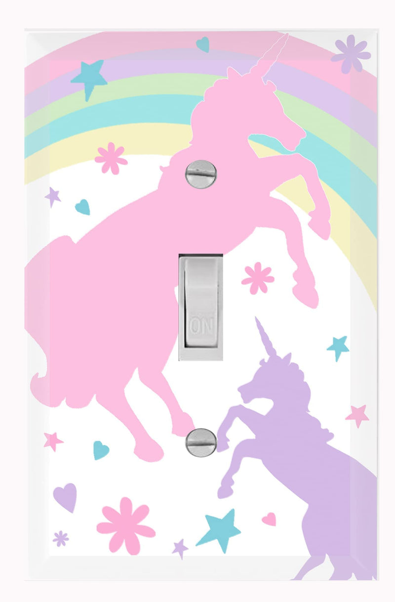 [Australia] - Girls Room Decor Light Switch Cover Plate Kids Room, Decorative Wall Accent for Baby Nursery, Teen Toddler Bedroom Bathroom Playroom (Pastel Unicorn) Pastel Unicorn 