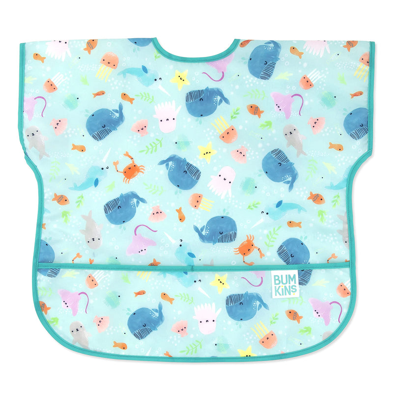 [Australia] - Bumkins Bibs, Baby and Toddler Bibs, Bibs for Girls and Boys, Large for 1-3 Years, Short Sleeve Waterproof Bib for Kids Bumkins C3 Ocean Life 