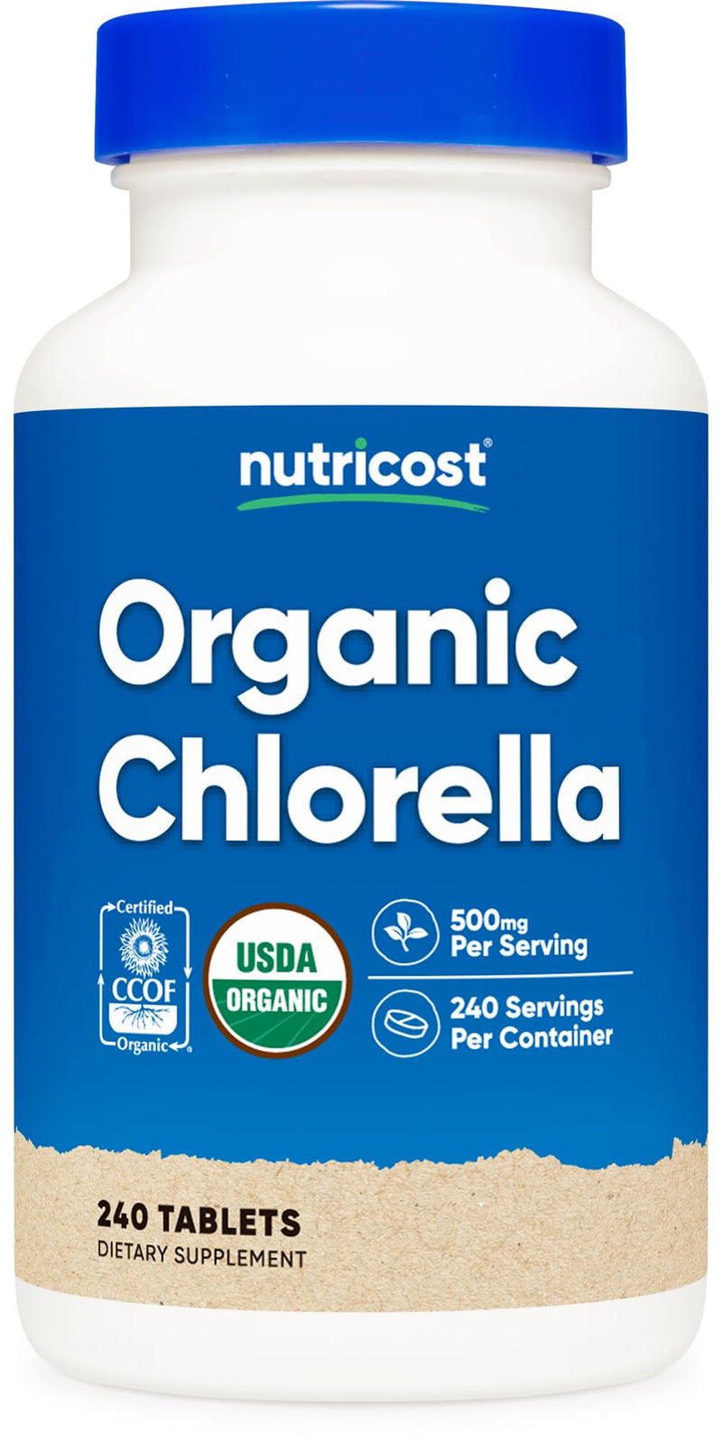 [Australia] - Nutricost Organic Chlorella 500mg, 240 Tablets - Gluten Free, Non-GMO 