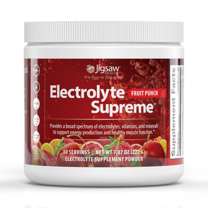 Jigsaw Health Electrolyte Supreme | Broad Spectrum of Electrolytes + Trace Minerals | Fruit Punch Flavor | 60 Servings (Jar)
