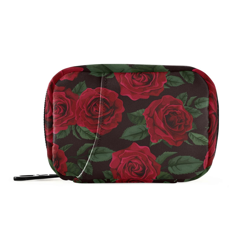 Rose Flower Pill Case 7-Day Travel Pill Organizer Box with Zipper Closure for Vitamins, Medication and Supplements