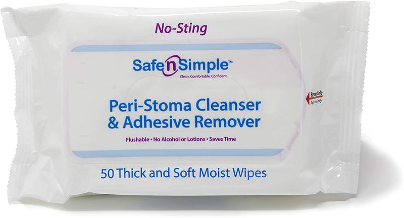 [Australia] - Safe n' Simple Adhesive Remover Wipes, Large, Pack of 50 Wipes (1-Pack) 