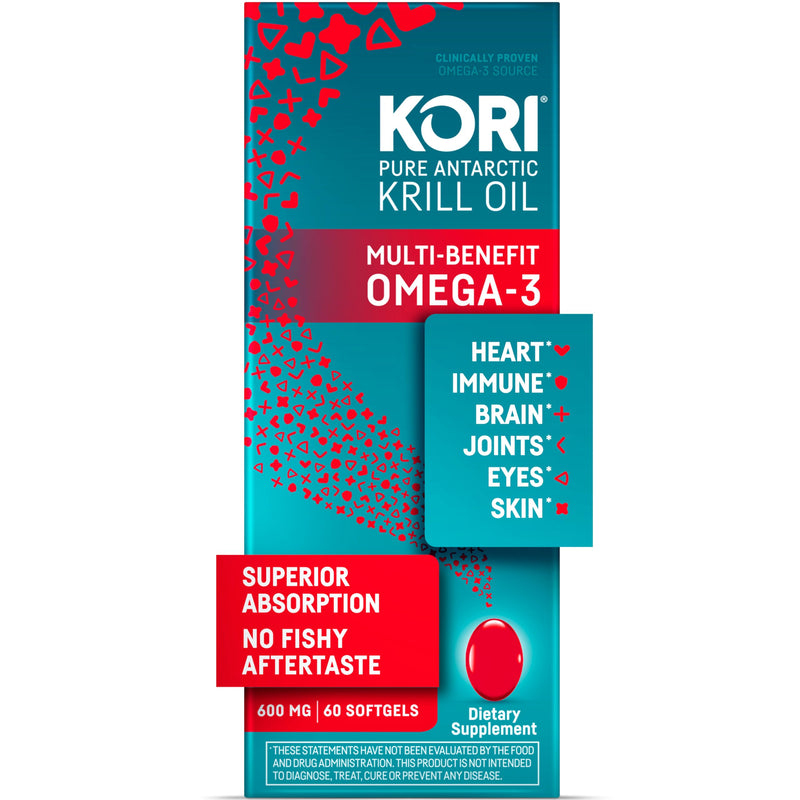 [Australia] - Kori Krill Oil Omega 3 Superior Absorption Oil Supplement, EPA & DHA, 600 mg, 60 Softgels 60 Count (Pack of 1) 