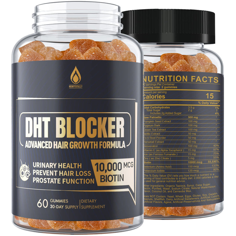 [Australia] - DHT Blocker Gummies Hair Growth Supplement, Super Potency Saw Palmetto & Biotin 10000 mcg for Women & Men, Plus 12 Proprietary Blend - Prevent Hair Loss, Blocking DHT Receptors, Hormonal Balance 60 Count (Pack of 1) 