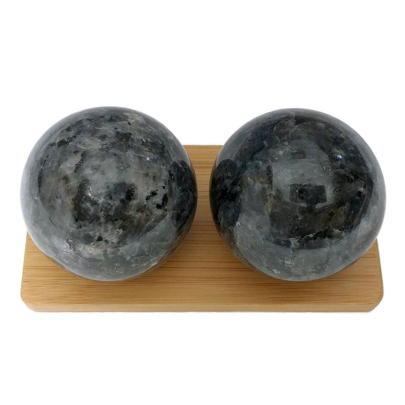 [Australia] - Top Chi Blue Pearl Larvikite Baoding Balls for Hand Therapy, Exercise, and Stress Relief (Large 2 Inch) Large 2 Inch 