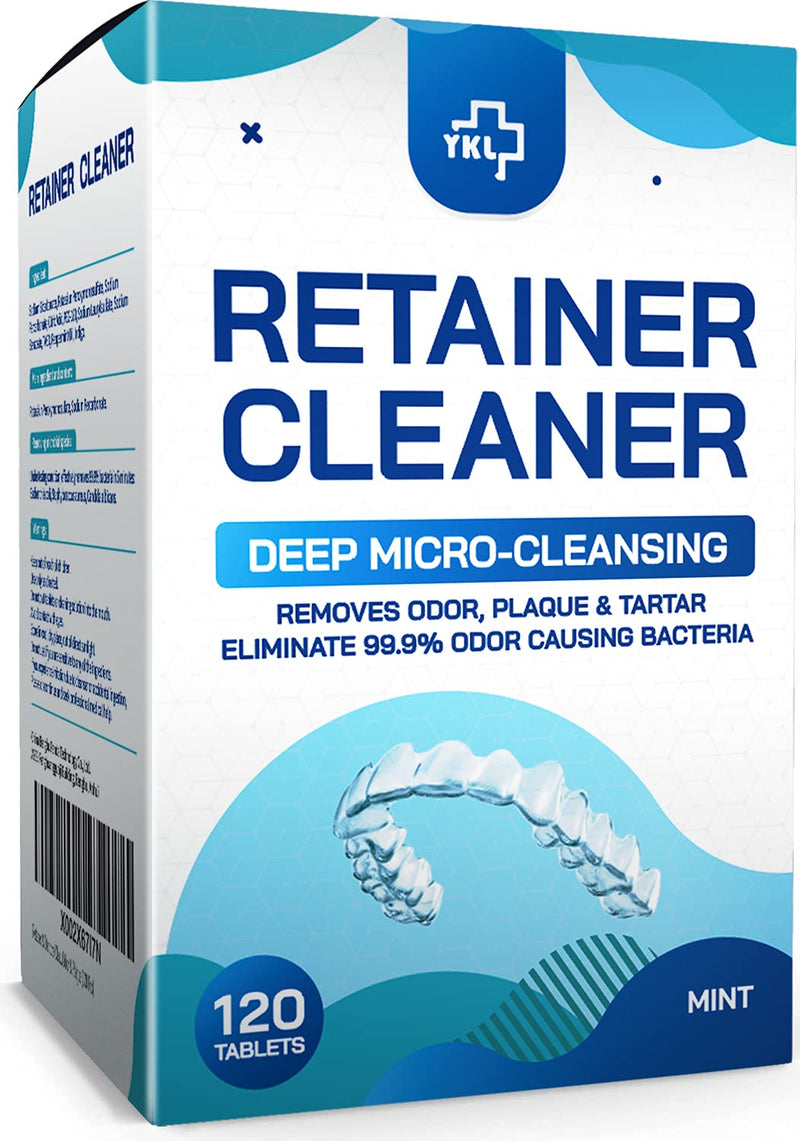 [Australia] - Retainer & Denture Cleaner Tablets - 4 Months Supply (120 pcs) Dental Retainers for Aligner - Mouth & Night Guards - False Teeth Whitening - Removes Odor & Plaque (120 Pcs) 1 Count (Pack of 1) 