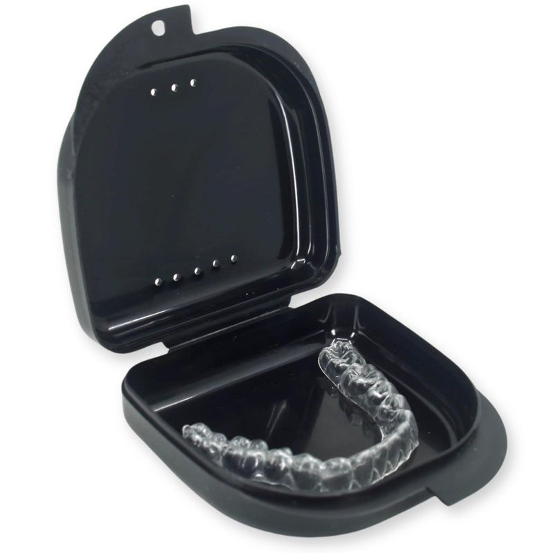 Retainer Case with Vent Holes - Orthodontic container for holding retainers, aligner, night-guard/mouth-guard. Small and Durable retainer case 1 Pack Black