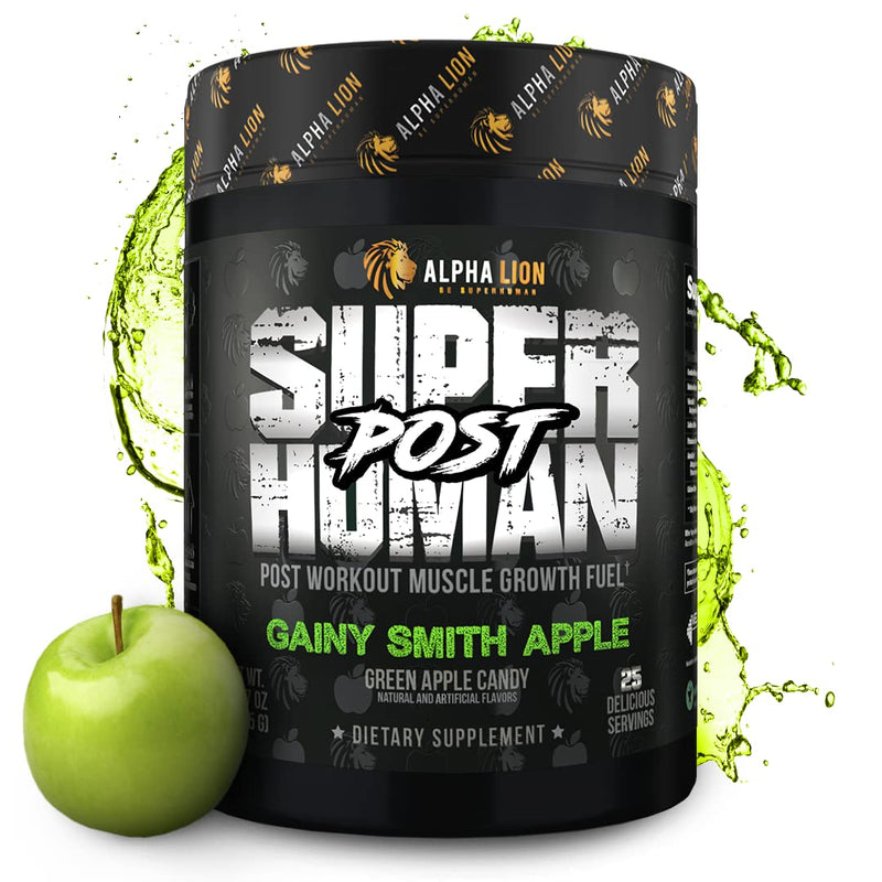 [Australia] - Alpha Lion Superhuman Post Workout Recovery, Muscle Builder Drink, Creatine Powder + More for Lean Muscle Growth, Strength & Volume, Supplement for Women & Men (25 Servings, Gainy Smith Apple) 
