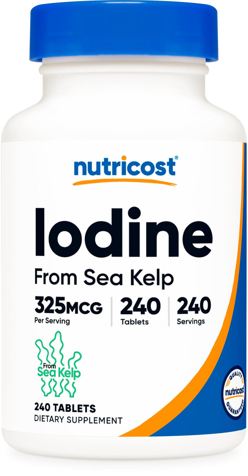 [Australia] - Nutricost Iodine (Natural Iodine from Sea Kelp) 325mcg, 240 Tablets - Non-GMO, Gluten Free Natural 240 Count (Pack of 1) 