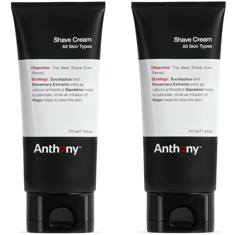 [Australia] - Anthony Shaving Cream Mens Sensitive Skin: Squalane, Eucalyptus, Spearmint and Rosemary Extracts, Help Soothe, Refresh, Cool, and Condition Your Skin for Shave 6 Fl Oz 2 Pack 6 Ounce (Pack of 2) 