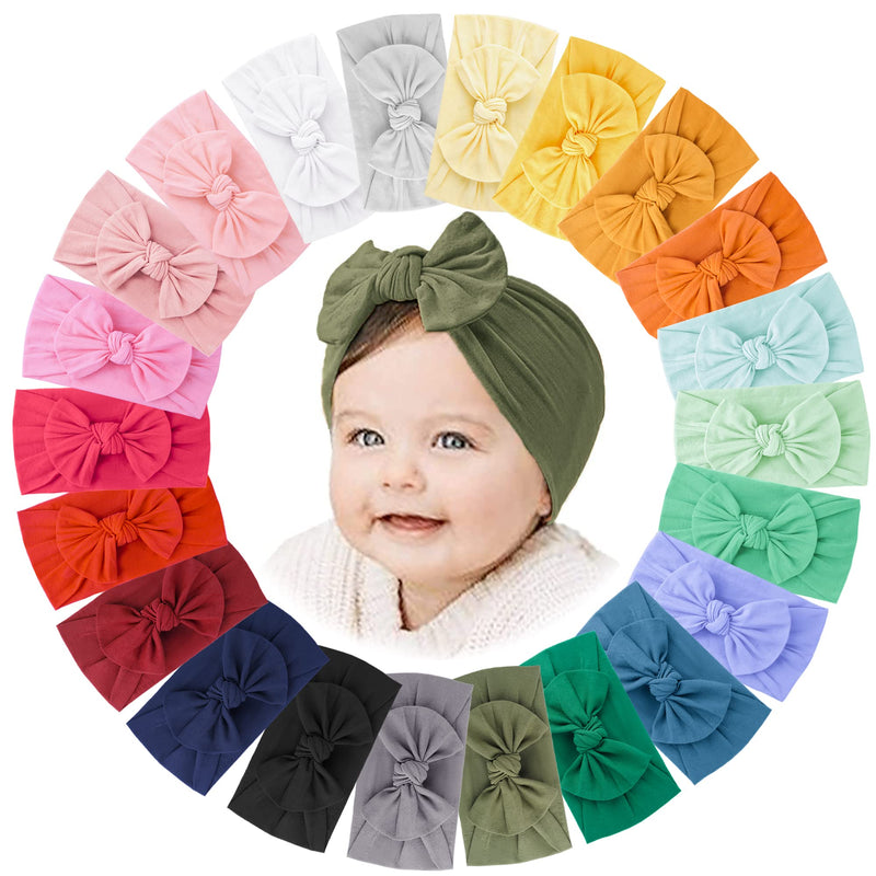 [Australia] - Jesries 22 PCS Baby Headbands Soft Nylon Hairbands with Bows Girls Hair Accessories for Newborn Infant Toddler Kids Handmade Brown 