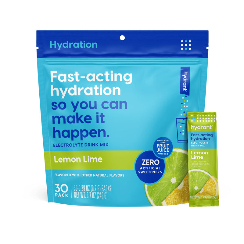[Australia] - HYDRANT Hydrate, Individual Hydration Electrolyte Powder Stick Packets with No Artificial Sweeteners, Colors, or Fillers (Lemon Lime, 30 Pack) Lemon Lime 8.7 Ounce (Pack of 1) 