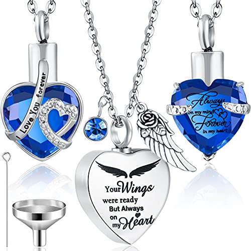 Jadive 3 Pcs Cremation Urn Necklace for Women, Human Ashes Keepsake Pendant