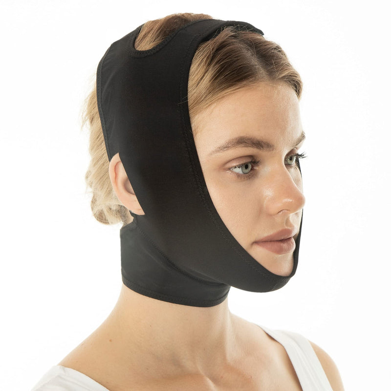 [Australia] - Post Surgery Neck and Chin Compression Garment Wrap Bandage, Face Slimmer, Jowl Tightening, Neck Coverage, Chin Lifting Strap (M) M 