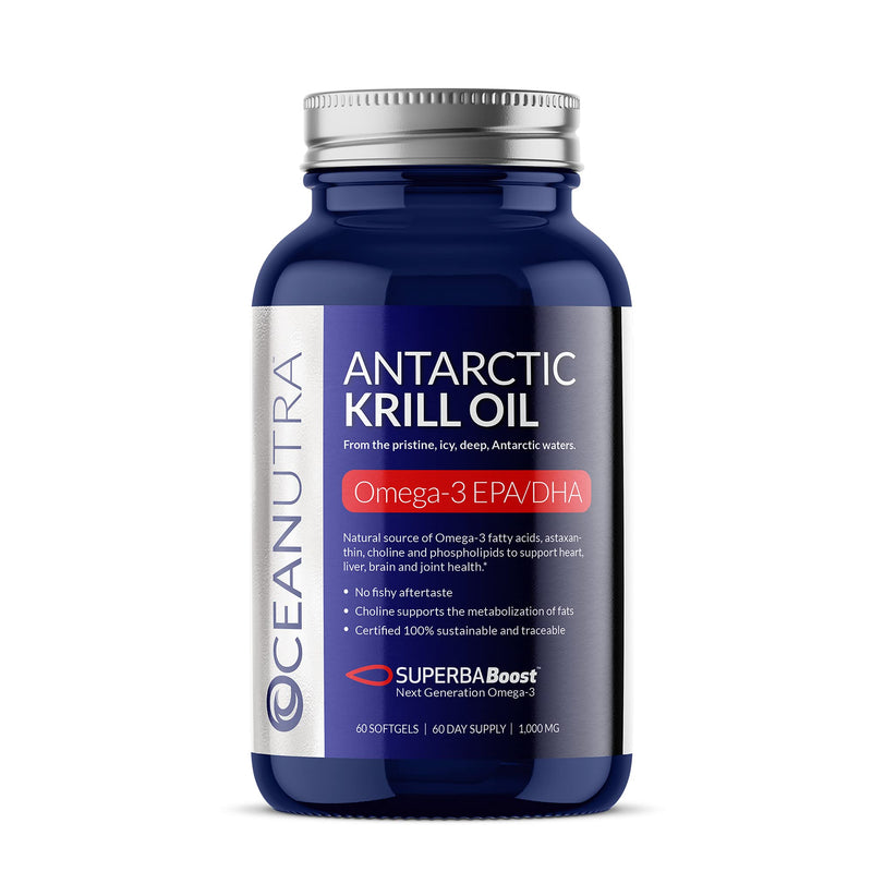 [Australia] - 100% Pure Krill Oil 1000MG 60-Day Supply Double Strength 56% Phospholipids Astaxanthin Sustainable Antarctic SuperbaBoost Omega 3 EPA DHA Heart Brain Joints Skin Care, Third-Party Tested, No Fish Oil 