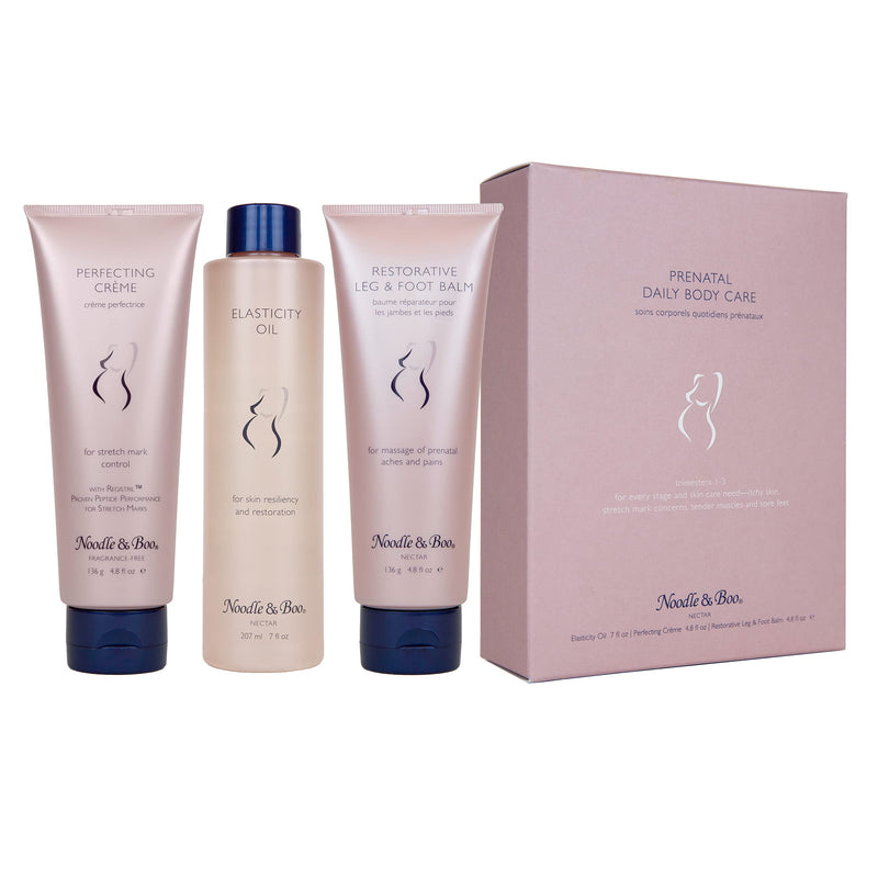 [Australia] - Noodle & Boo Prenatal Essential Daily Body Care Kit - Perfecting Crème, Elasticity Oil, Restorative Leg & Foot Balm, Trimester 1-3, 16.6 fl. oz. 