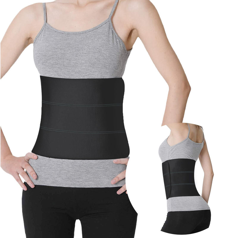 [Australia] - S Abdominal Binder Post Surgery - Elastic Waist Band for Stomach Support & Compression, Bariatric, Tummy Tuck | Latex-free, Breathable Belly Wrap Hernia Belt - (30" - 45") 3 PANEL - 9" High BLACK Black - 3 Panel 30"-45" (M) 