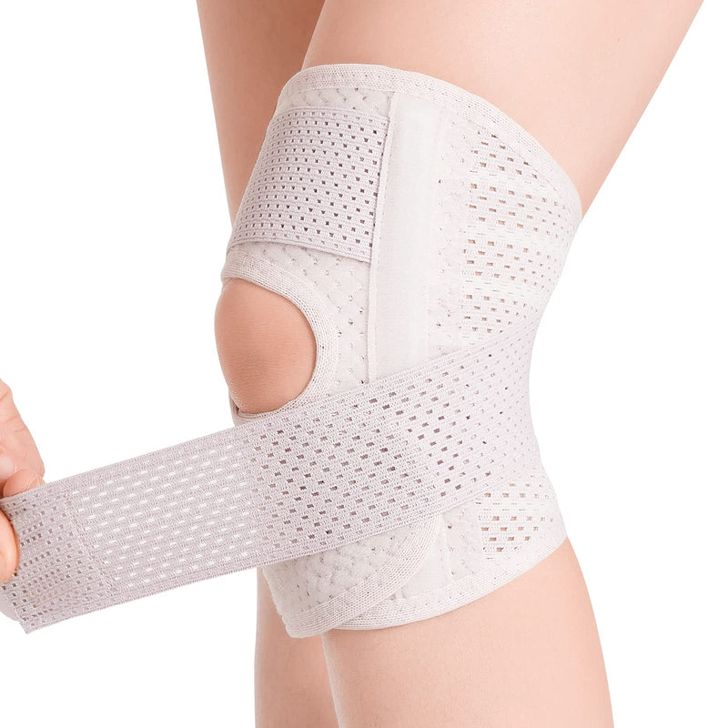 [Australia] - Galvaran Knee Brace with Side Stabilizers Relieve Meniscus Tear Knee Pain ACL MCL Arthritis,Joint Pain Relief, Breathable Adjustable Knee Support Suitable for Men and Women with Sports Injuries White - Right Medium 
