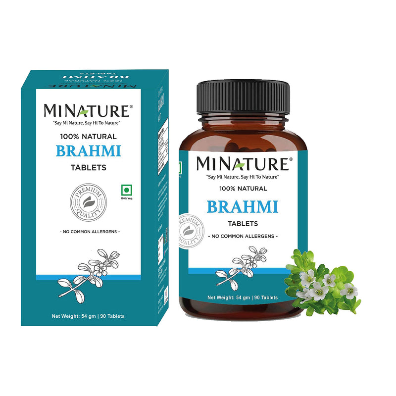 [Australia] - Brahmi Tablets - 90 Tablets, 1000 mg |45 Days Supply | by mi Nature | 100% Natural Brahmi Tablets | Vegan | Bacopa Monnieri | from India 