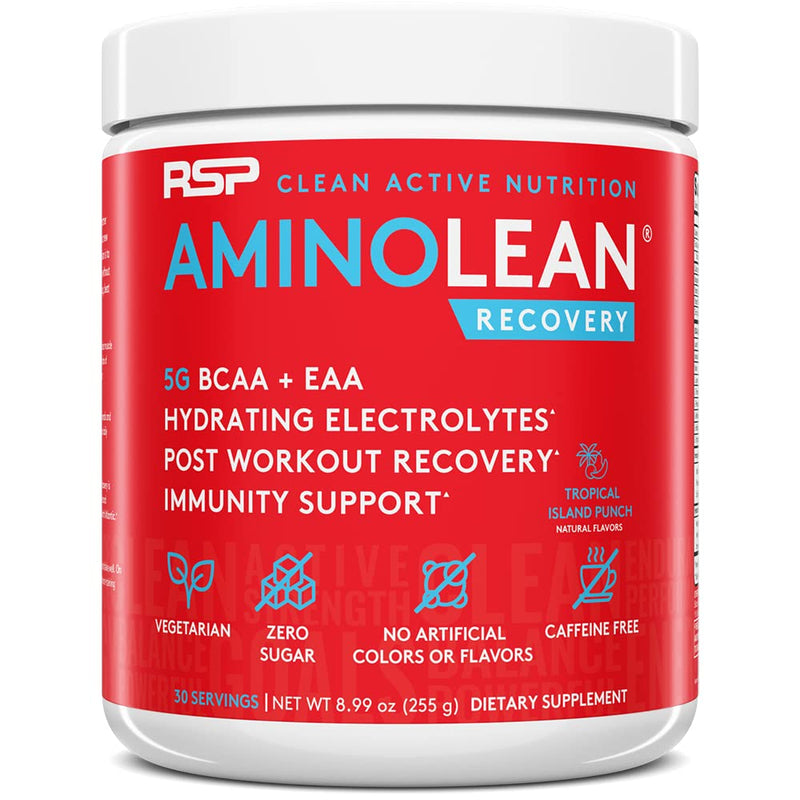 [Australia] - AminoLean Hydrating Electrolyte Powder and Recovery Drink with Sea Minerals, Nootropic Mushrooms, and Vegan Amino Acids, BCAAs + EAAs for Post Workout Muscle Building, Tropical Punch 8.99 Ounce (Pack of 1) 