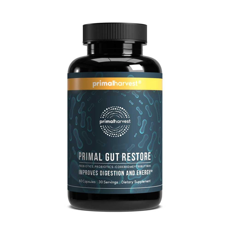 [Australia] - Primal Harvest Restore for Gut Health, Primal Gut Restore w/POSTbiotics, PREbiotics and PRObiotics for Women and Men, 60 CT - Digestion, Colon Cleanse, Immunity Support - Helps Leaky Gut Repair 60 Count (Pack of 1) 