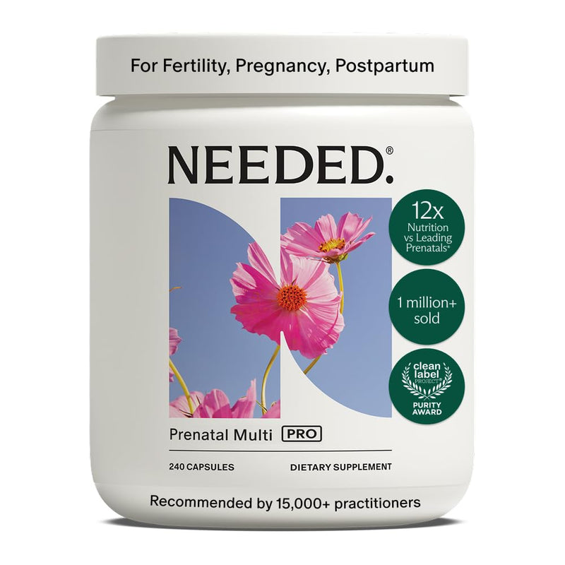 Needed. Prenatal Multi Pro, Multivitamin with Choline Capsules for Prenatal | Pregnancy, Breastfeeding, Postpartum, Expertly-Formulated & Third-Party Tested, 30-Day Supply 1 Count (Pack of 240) Original