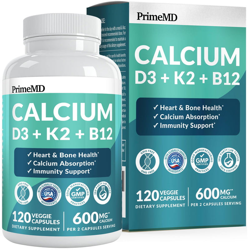 4-in-1 Calcium Supplements for Women & Men - Calcium Citrate with D3 K2 Vitamin 5000 IU - Calcium 600mg with Vitamin D3 K2 - Everyday Vitality Supplement - Vegan-Friendly, Gluten-Free (120 Capsules) | Bone Health and Everyday Wellness Support, Calcium ...