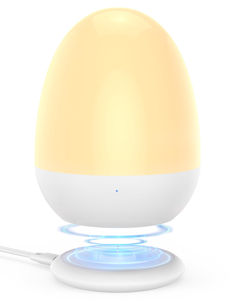 [Australia] - JolyWell Baby Night Light for Kid, Portable Egg Nightlight with Stable Charging Pad, Touch Nursery Night Lamp for Breastfeeding, Toddler Night Light for Bedroom, Timer Setting, ABS+PC, White-2 