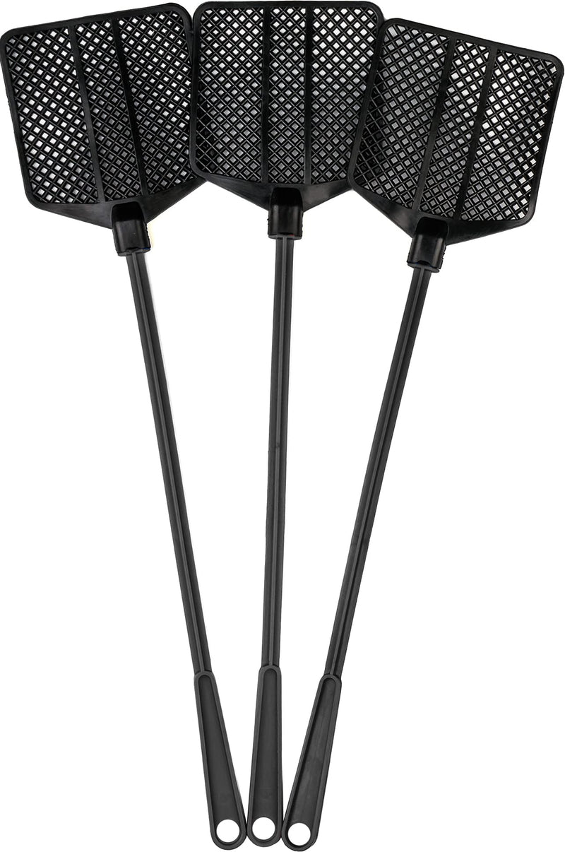 [Australia] - Rubber Fly Swatter, Long Fly Swatter Pack, Fly Swatter Heavy Duty, All Black Colors (3 Pack) 