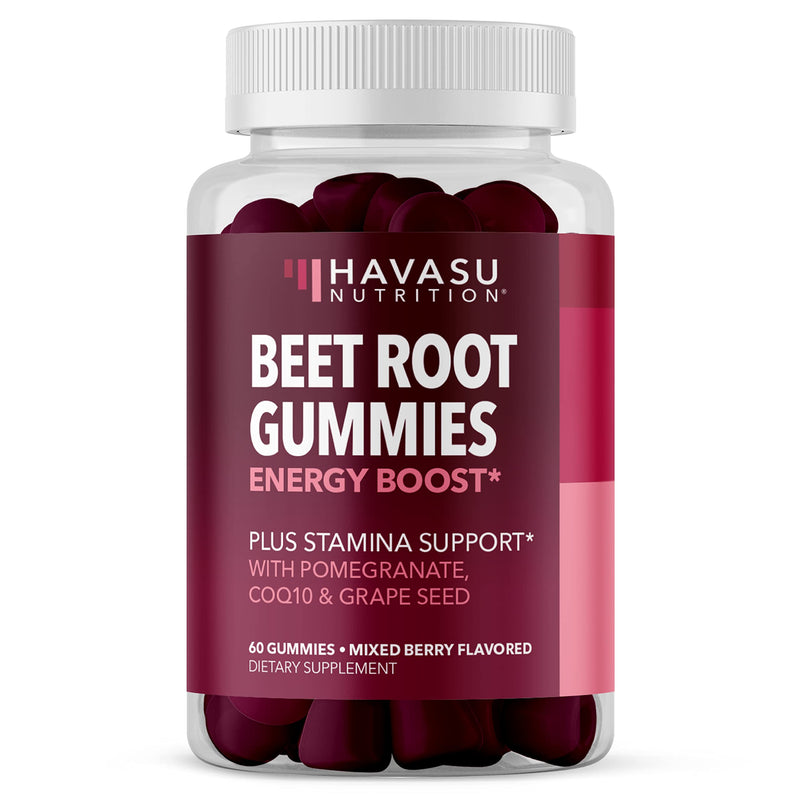 [Australia] - HAVASU NUTRITION Beet Root Gummies with COQ10 | Nitric Oxide Supplement | 60 Gummies, Mixed Berry 60 Count (Pack of 1) 