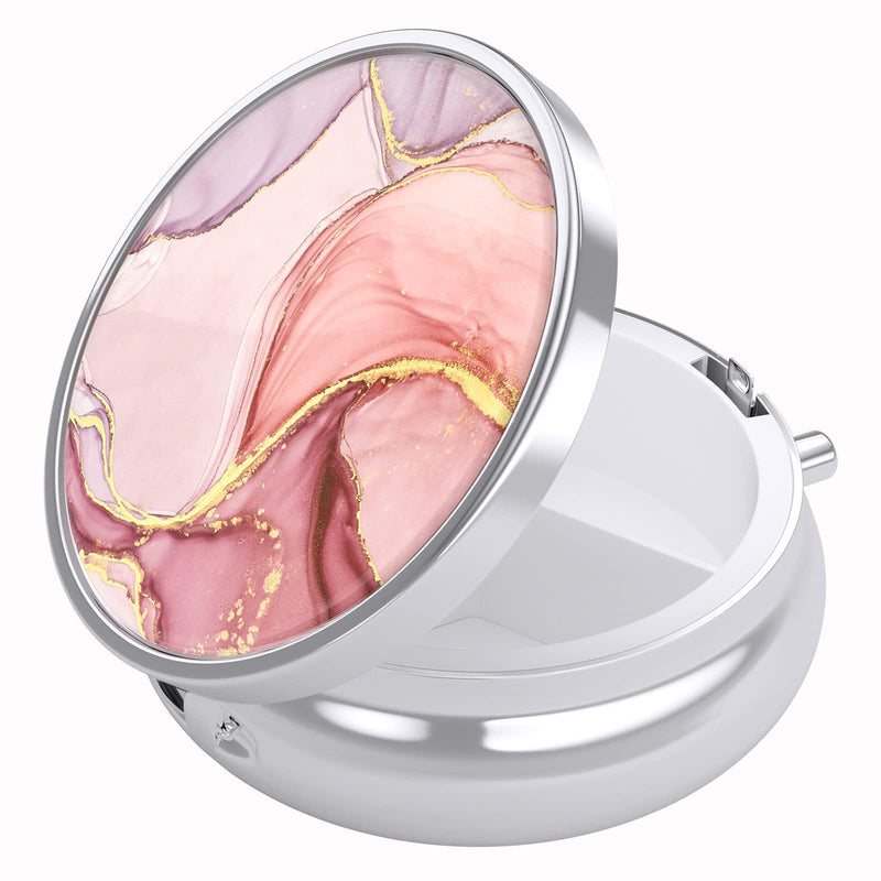 [Australia] - Nipichsha Pill Box, Small Pill Case for Purse & Pocket, Cute Medicine Organizer Travel Pillbox, Portable Pill Container Holder to Hold Vitamins, Medication, Fish Oil and Supplements, Pink Marble 